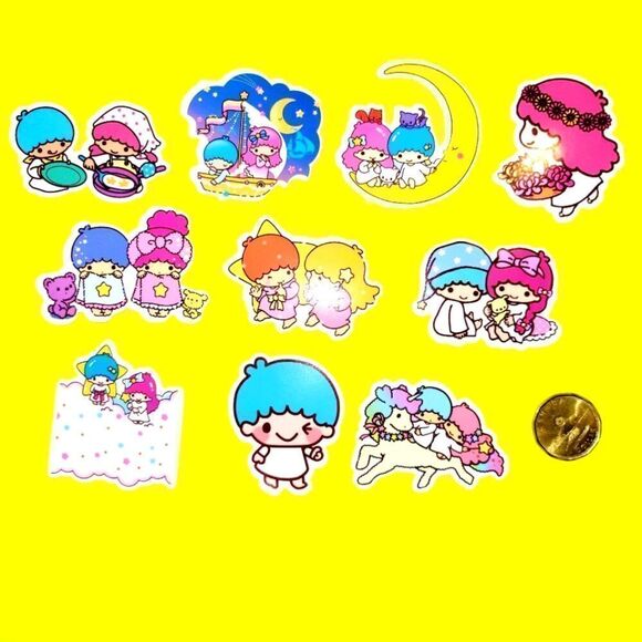 3/$20 Brand New 10x Little Twin Stars Waterproof Stickers #c - Picture 1 of 1